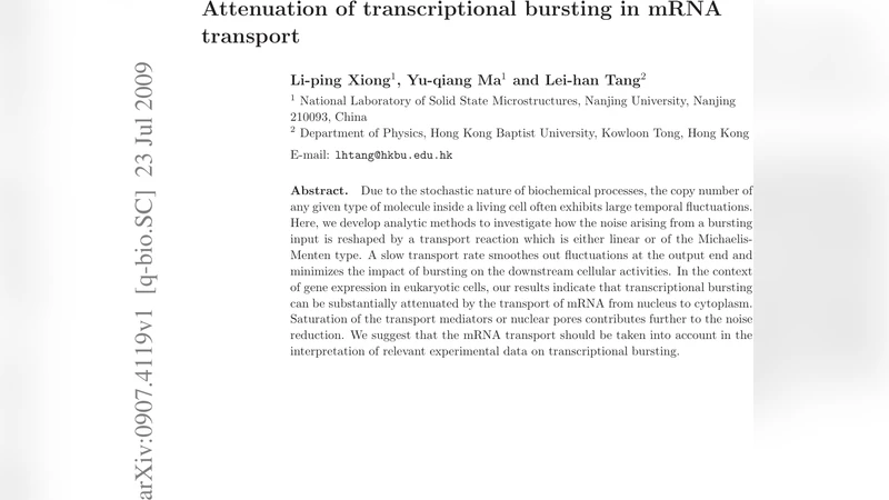 Attenuation of transcriptional bursting in mRNA transport