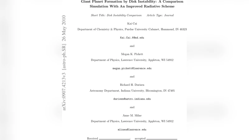 Giant Planet Formation by Disk Instability: A Comparison Simulation With   An Improved Radiative Scheme