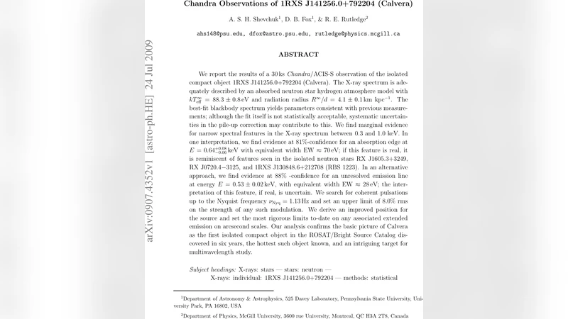 Chandra Observations of 1RXS J141256.0+792204 (Calvera)