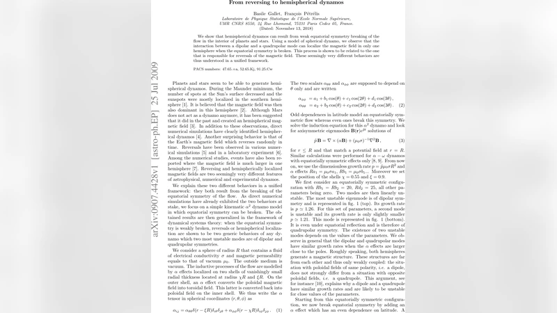 From reversing to hemispherical dynamos