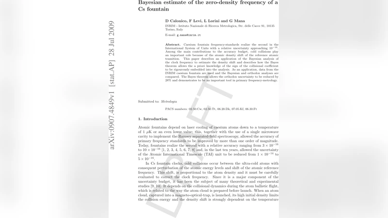 Bayesian estimate of the zero-density frequency of a Cs fountain