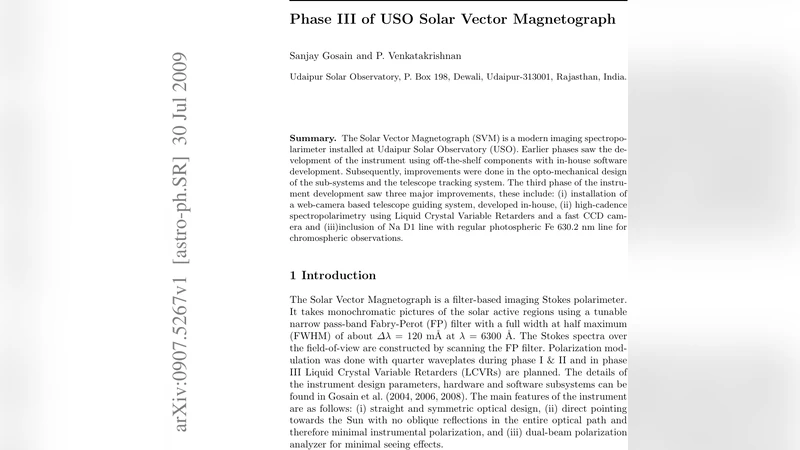Phase III of USO Solar Vector Magnetograph