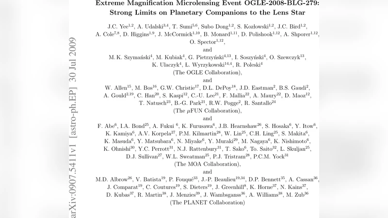 Extreme Magnification Microlensing Event OGLE-2008-BLG-279: Strong   Limits on Planetary Companions to the Lens Star