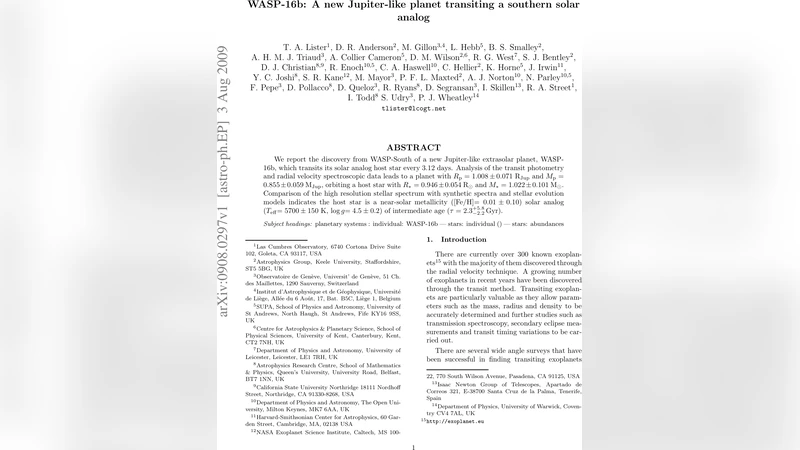 WASP-16b: A new Jupiter-like planet transiting a southern solar analog