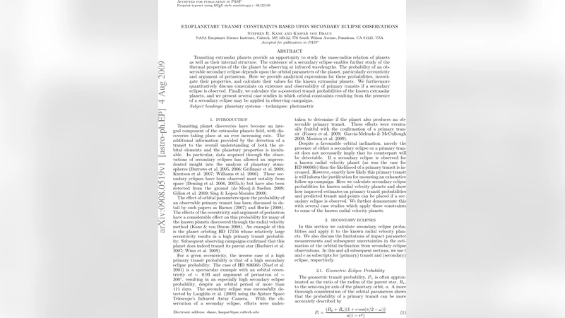 Exoplanetary Transit Constraints Based Upon Secondary Eclipse   Observations