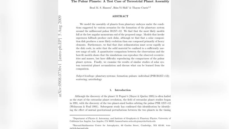 The Pulsar Planets: A Test Case of Terrestrial Planet Assembly