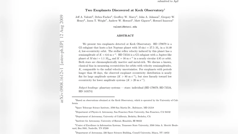 Two Exoplanets Discovered at Keck Observatory