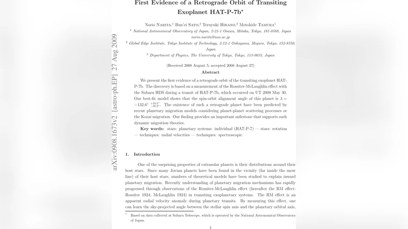First Evidence of a Retrograde Orbit of Transiting Exoplanet HAT-P-7b