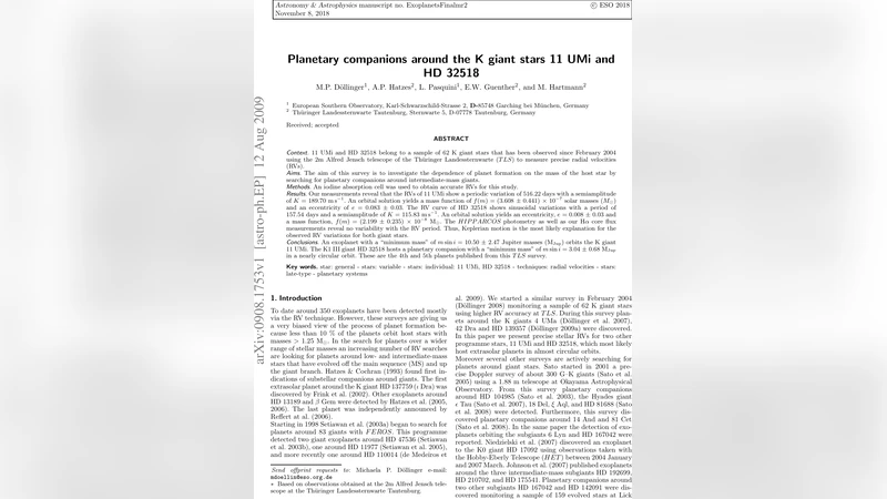 Planetary companions around the K giant stars 11 UMi and HD 32518