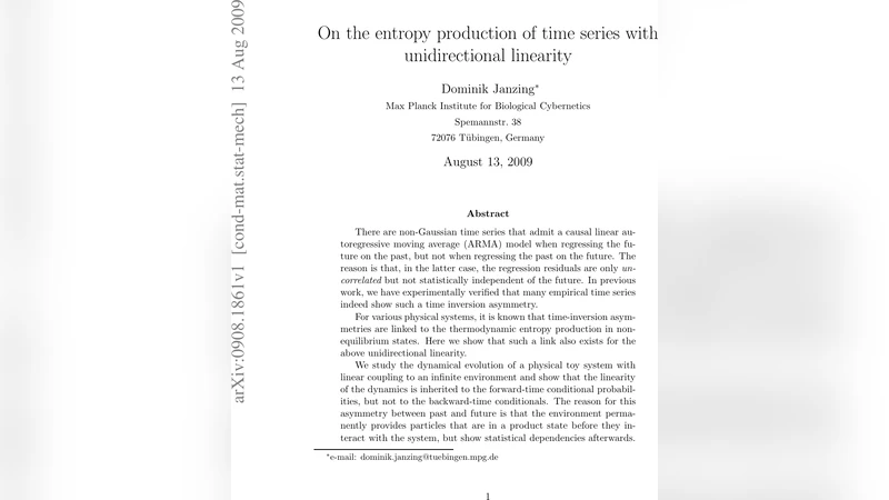 On the entropy production of time series with unidirectional linearity
