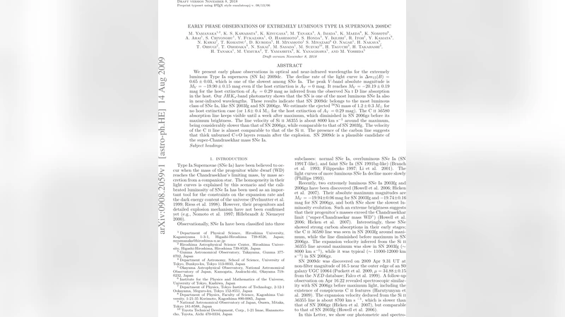 Early phase observations of extremely luminous Type Ia Supernova 2009dc