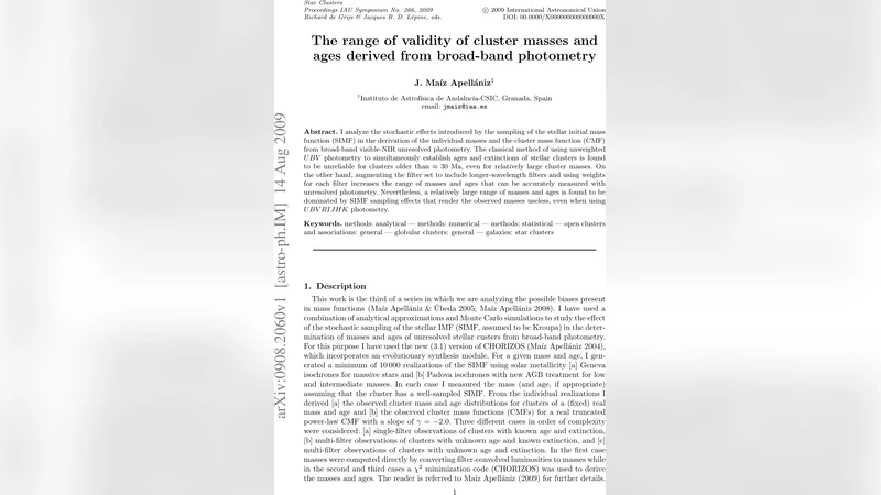 The range of validity of cluster masses and ages derived from broad-band   photometry