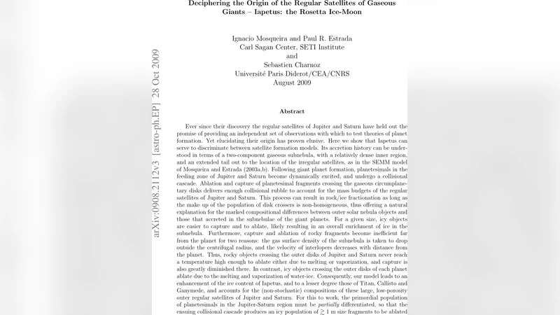 Deciphering the Origin of the Regular Satellites of Gaseous Giants -   Iapetus: the Rosetta Ice-Moon