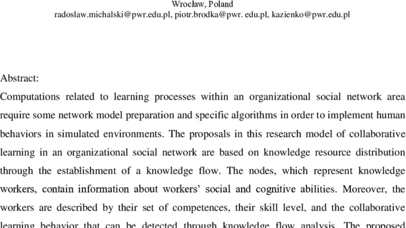 Knowledge workers collaborative learning behavior modeling in an   organizational social network