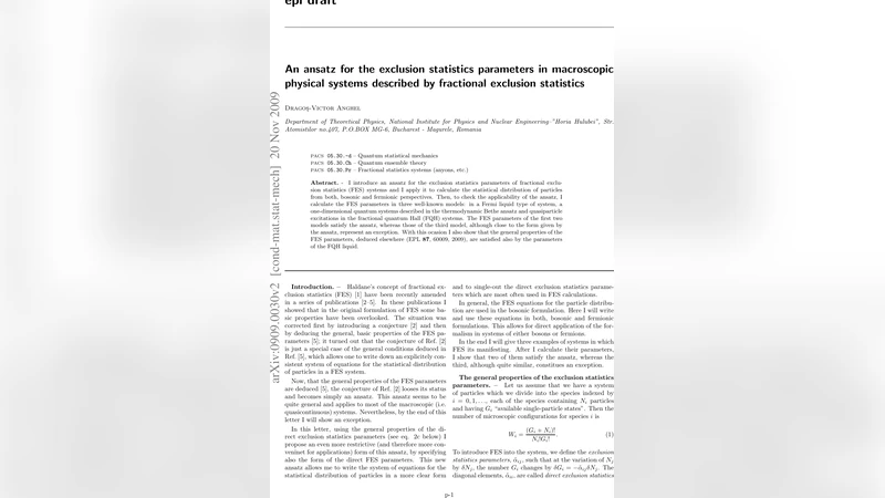 An ansatz for the exclusion statistics parameters in macroscopic   physical systems described by fractional exclusion statistics
