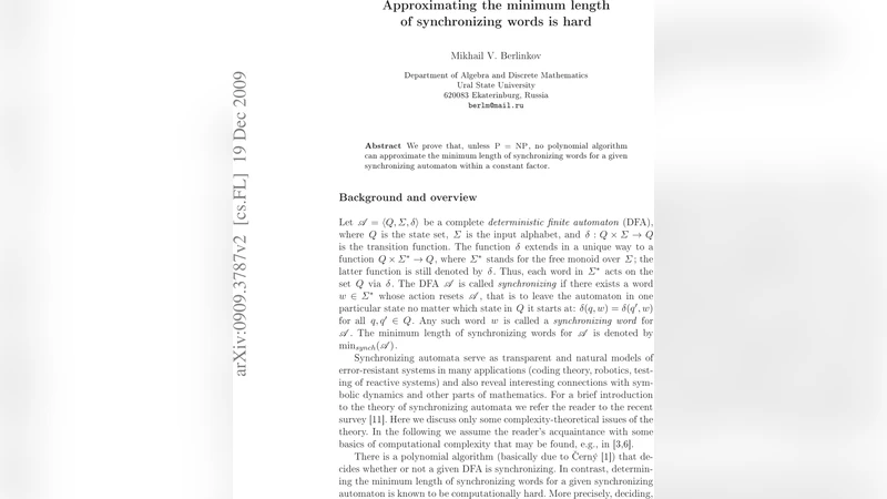 Approximating the minimum length of synchronizing words is hard