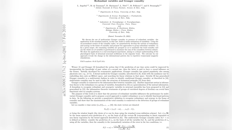 Redundant variables and Granger causality