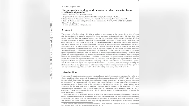 Can power-law scaling and neuronal avalanches arise from stochastic   dynamics?