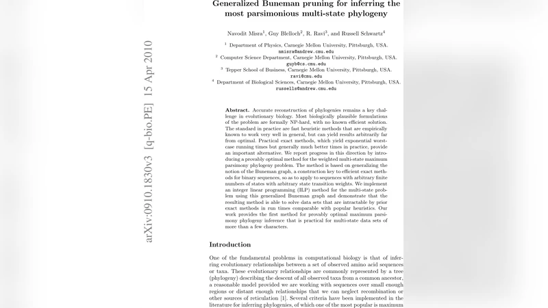 Generalized Buneman pruning for inferring the most parsimonious   multi-state phylogeny