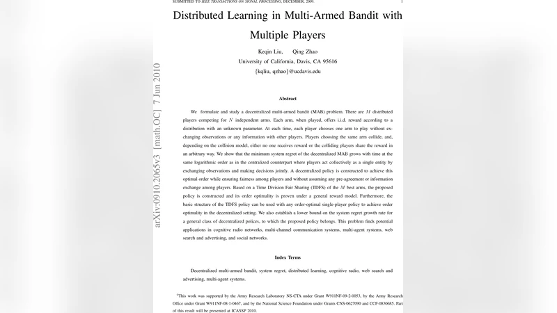 Distributed Learning in Multi-Armed Bandit with Multiple Players