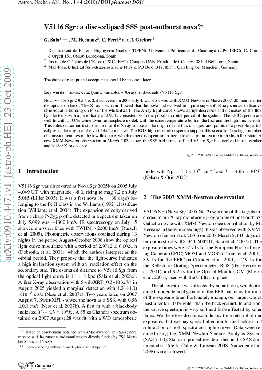 V5116 Sgr: a disc-eclipsed SSS post-outburst nova?
