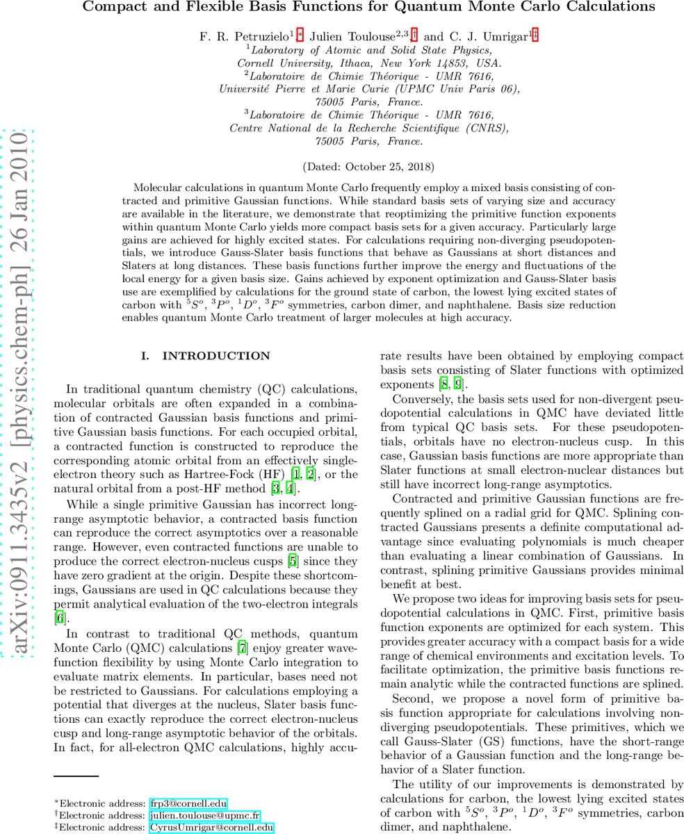 Compact and Flexible Basis Functions for Quantum Monte Carlo   Calculations