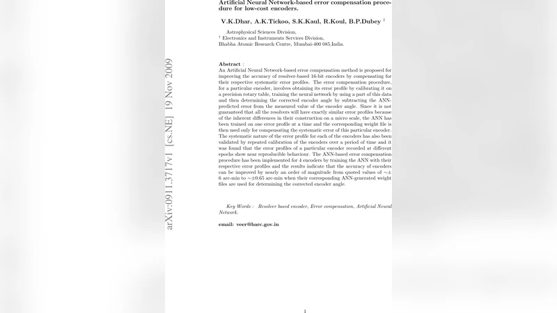 Artificial Neural Network-based error compensation procedure for   low-cost encoders