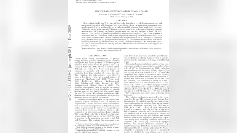 Sub-THz radiation mechanisms in solar flares