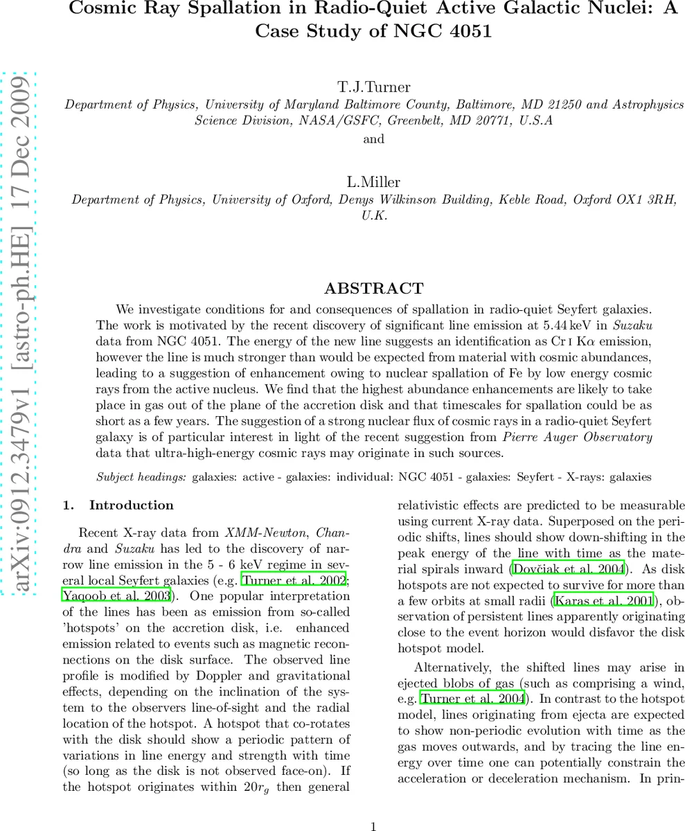 Cosmic Ray Spallation in Radio-Quiet Active Galactic Nuclei: A Case   Study of NGC 4051