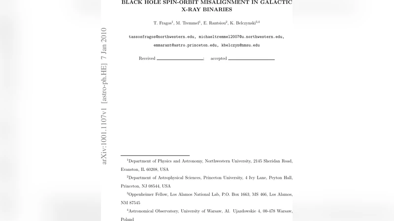 Black Hole Spin-Orbit Misalignment in Galactic X-ray Binaries