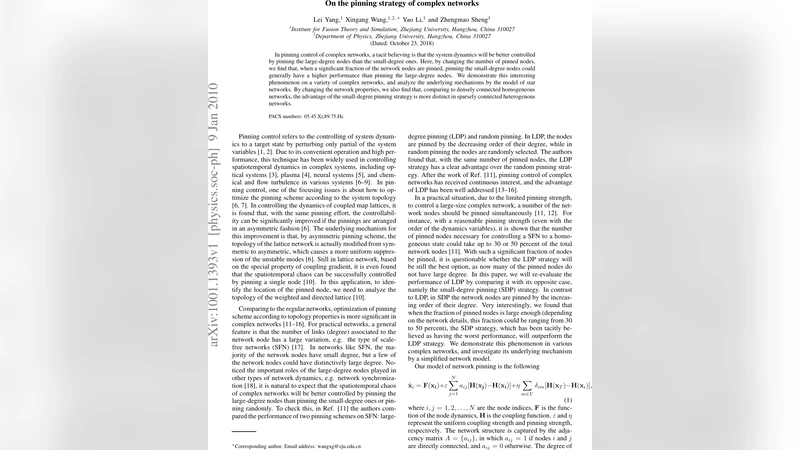 On the pinning strategy of complex networks