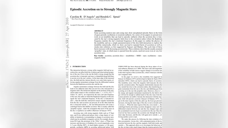 Episodic Accretion on to Strongly Magnetic Stars