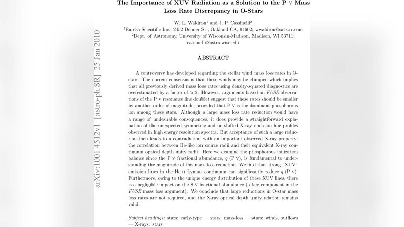 The Importance of XUV Radiation as a Solution to the P V Mass Loss Rate   Discrepancy in O-Stars