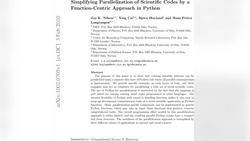 Simplifying Parallelization of Scientific Codes by a Function-Centric   Approach in Python