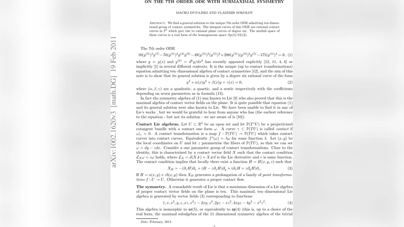 On the 7th order ODE with submaximal symmetry