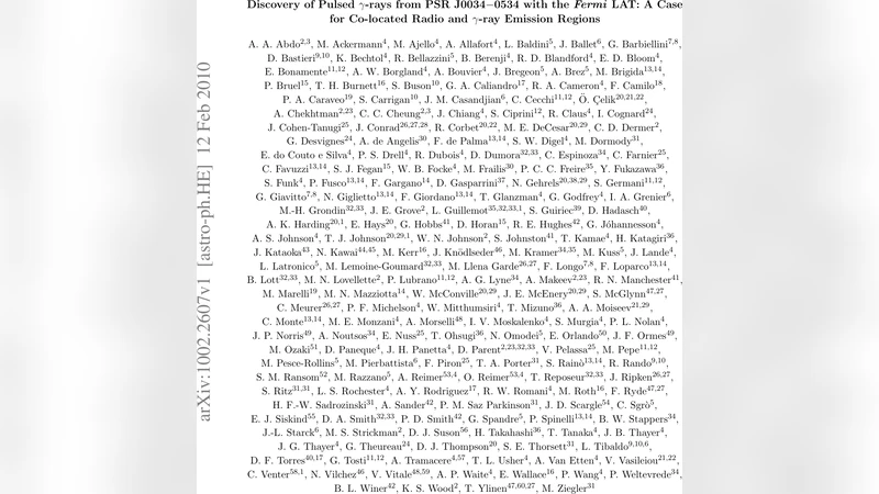 Discovery of Pulsed $gamma$-rays from PSR J0034-0534 with the Fermi   LAT: A Case for Co-located Radio and $gamma$-ray Emission Regions