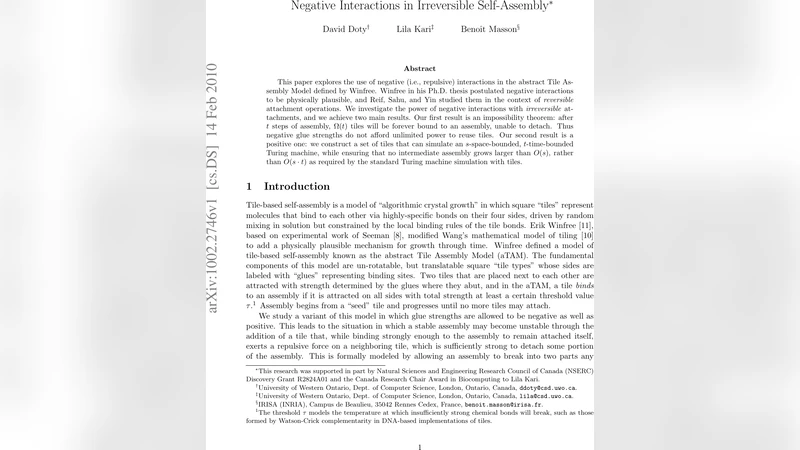 Negative Interactions in Irreversible Self-Assembly