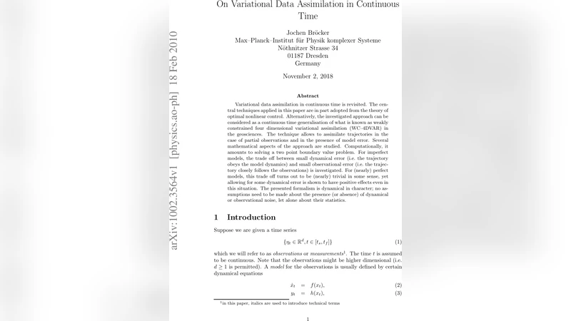 On Variational Data Assimilation in Continuous Time