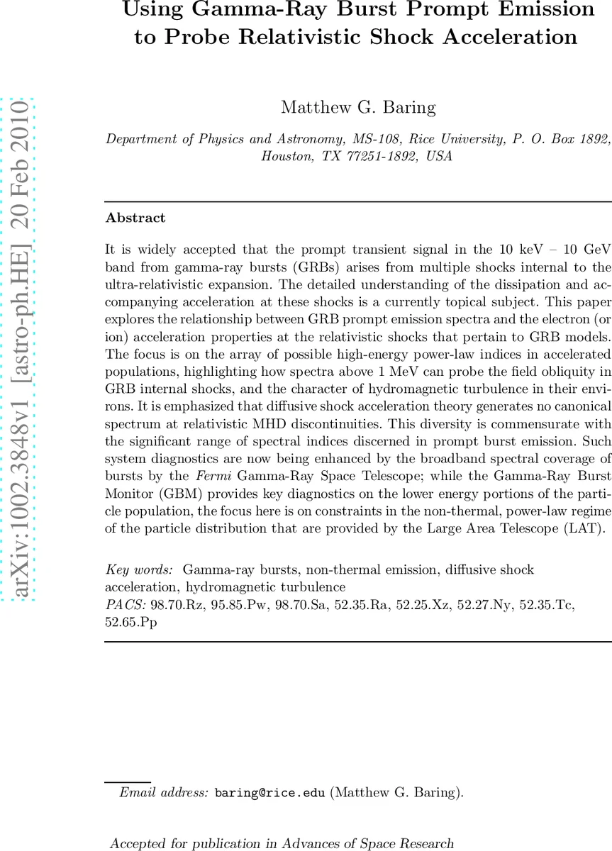 Using Gamma-Ray Burst Prompt Emission to Probe Relativistic Shock   Acceleration