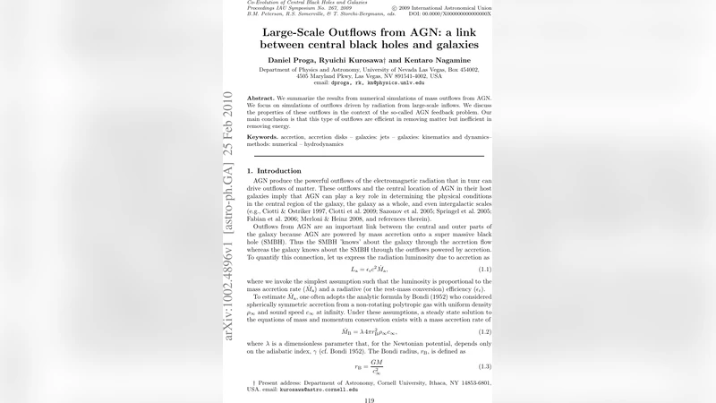 Large-Scale Outflows from AGN: a link between central black holes and   galaxies