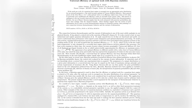 Universal efficiency at optimal work with Bayesian statistics