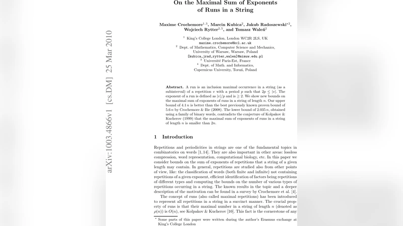 On the maximal sum of exponents of runs in a string