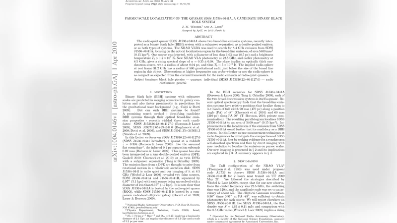 Parsec-Scale Localization of the Quasar SDSS J1536+0441A, a Candidate   Binary Black Hole System