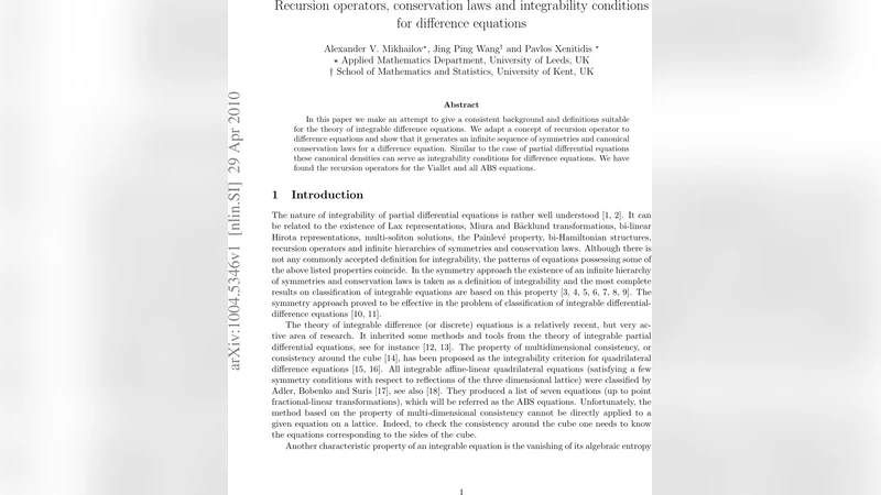 Recursion operators, conservation laws and integrability conditions for   difference equations