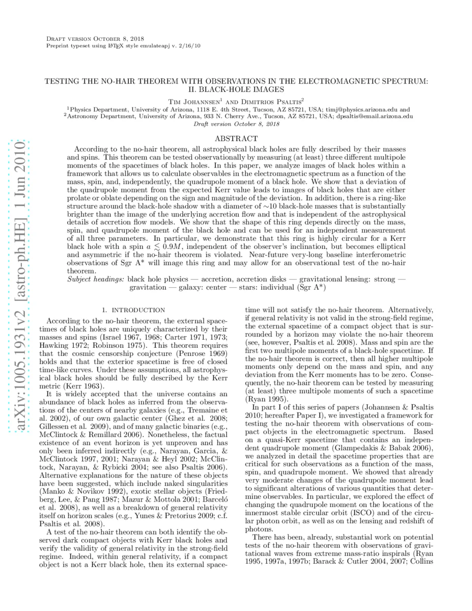 Testing the No-Hair Theorem with Observations in the Electromagnetic   Spectrum: II. Black-Hole Images