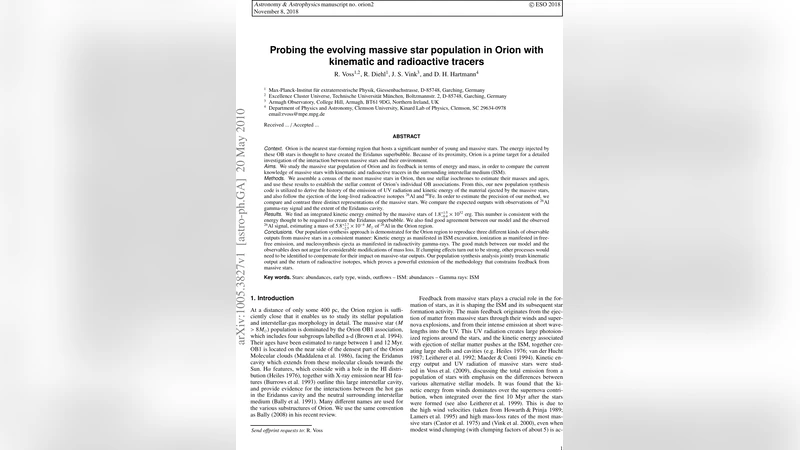 Probing the evolving massive star population in Orion with kinematic and   radioactive tracers