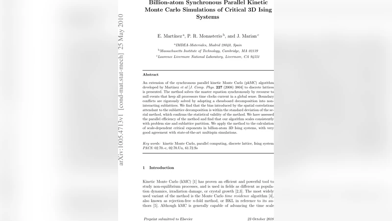 Billion-atom Synchronous Parallel Kinetic Monte Carlo Simulations of   Critical 3D Ising Systems