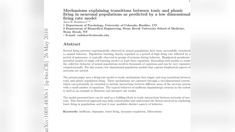 Mechanisms explaining transitions between tonic and phasic firing in   neuronal populations as predicted by a low dimensional firing rate model