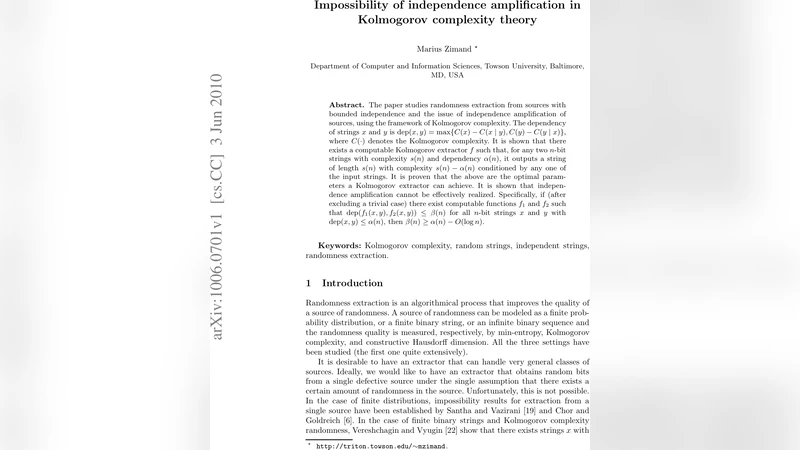Impossibility of independence amplification in Kolmogorov complexity   theory