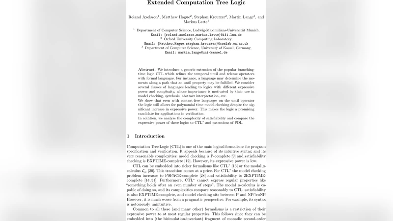 Extended Computation Tree Logic